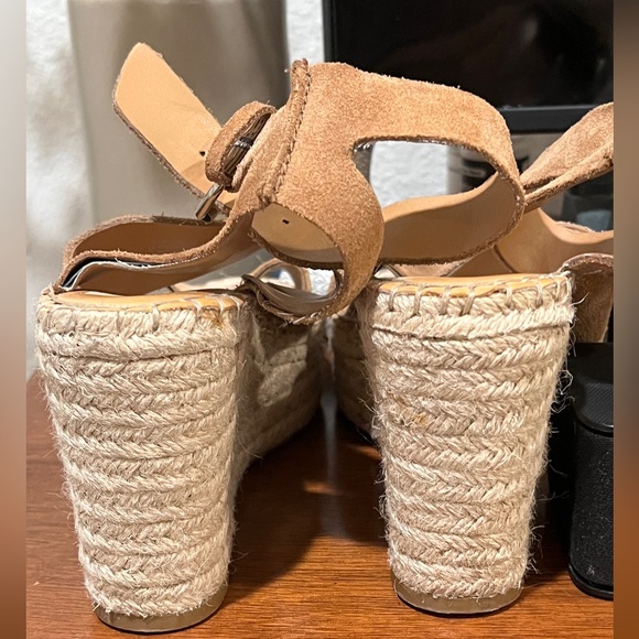 Tan Suede Leather Espadrille Sandals Shoe Size 6.5 - Picture 3 of 4